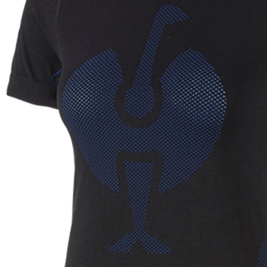Freddo: e.s. t-Shirt funzionale seamless - warm, donna + nero/blu genziana 2