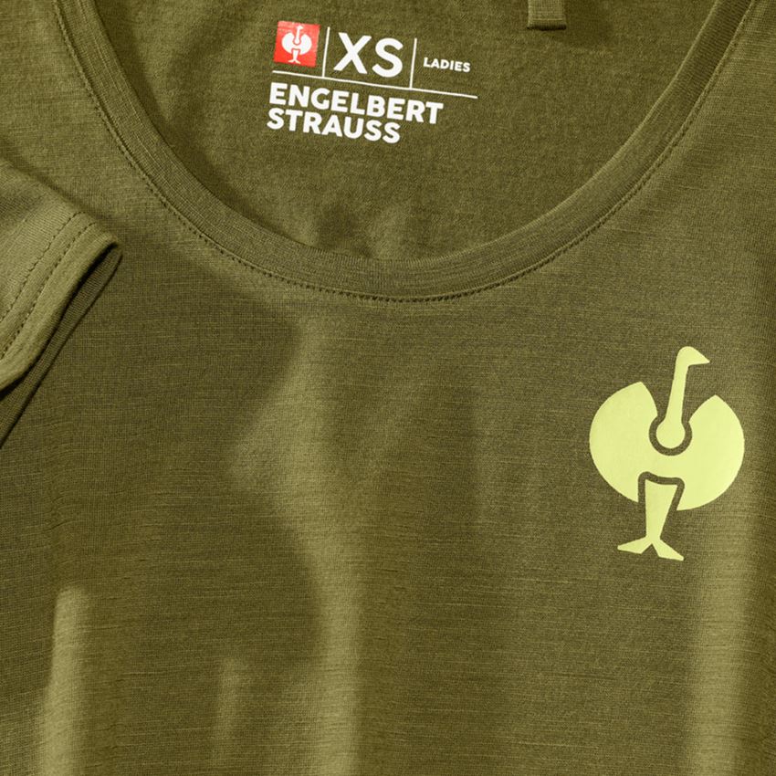 Abbigliamento: T-Shirt merino e.s.trail, donna + verde ginepro/verde lime 2