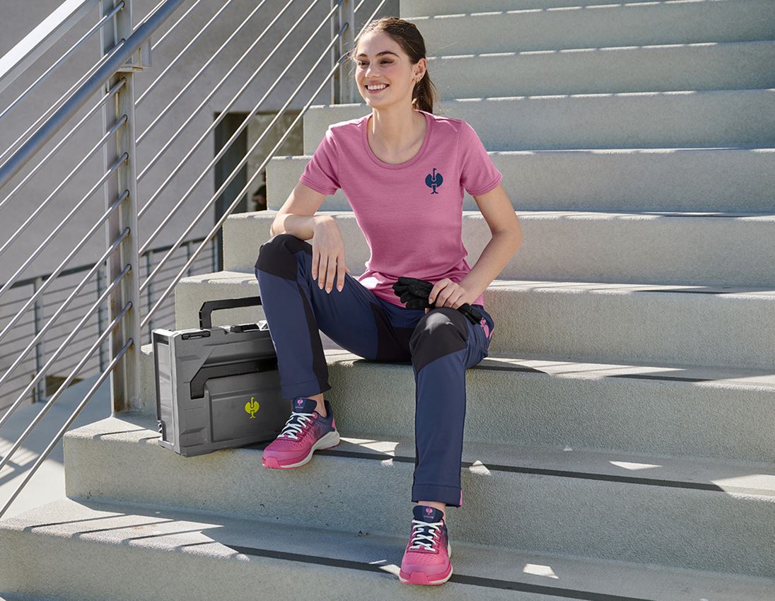 Abbigliamento: T-Shirt merino e.s.trail, donna + rosa tara/blu profondo 1