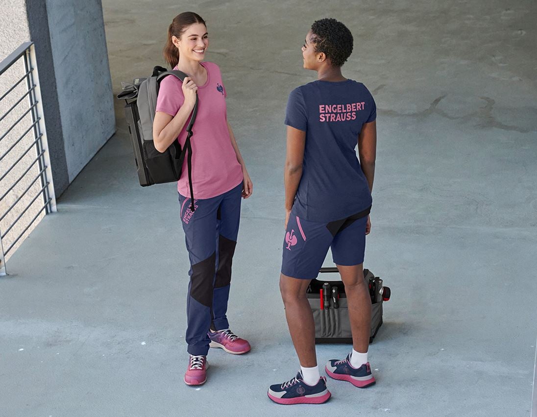 Maglie | Pullover | Bluse: T-Shirt merino e.s.trail, donna + rosa tara/blu profondo 4