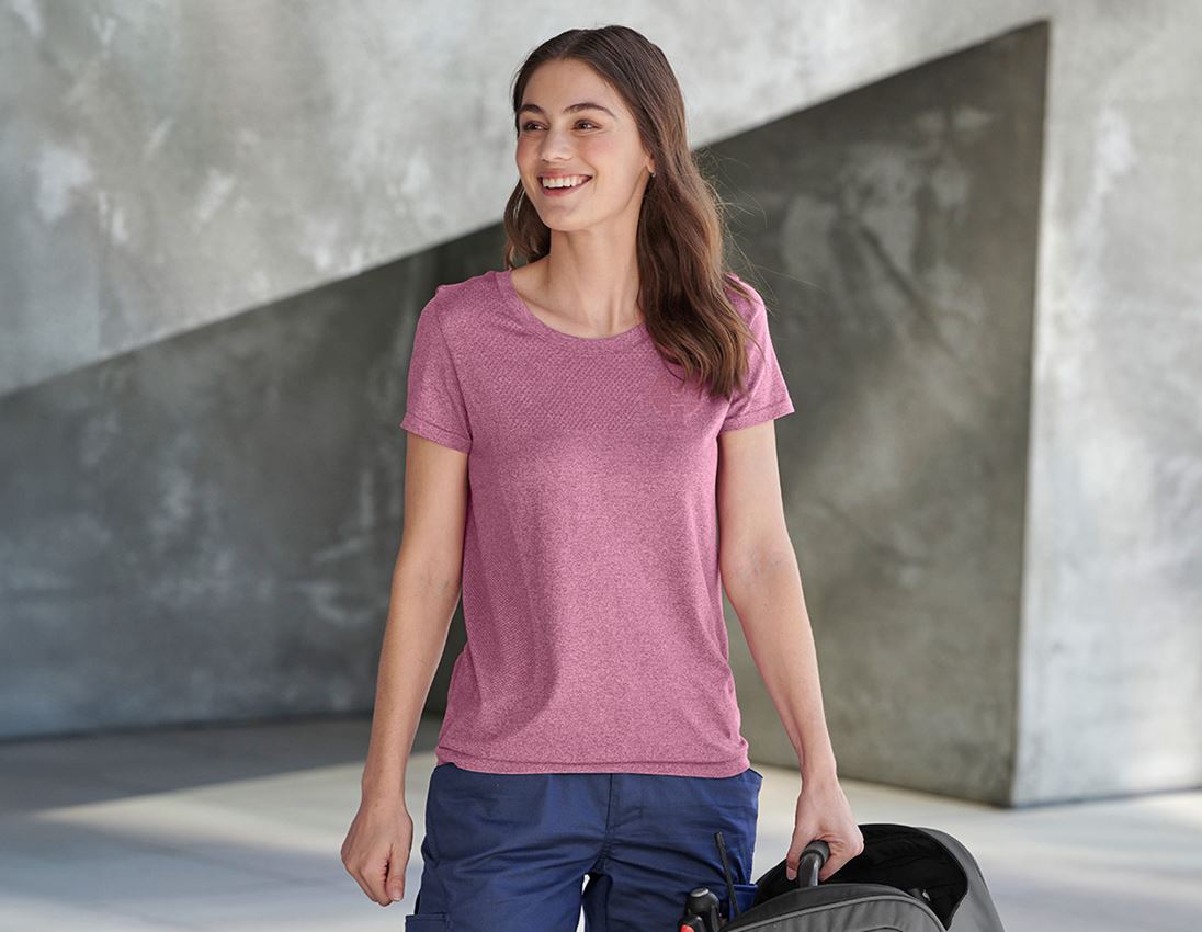 Maglie | Pullover | Bluse: T-Shirt seamless e.s.trail, donna + rosa tara melange