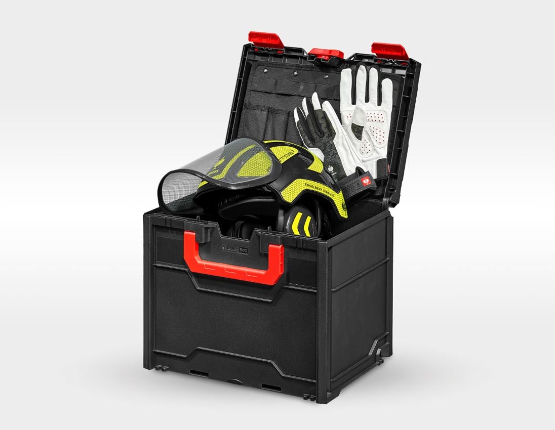 Sicurezza sul lavoro: e.s. elmetto forestale Protos +STRAUSSbox 340 midi + nero/giallo fluo 4