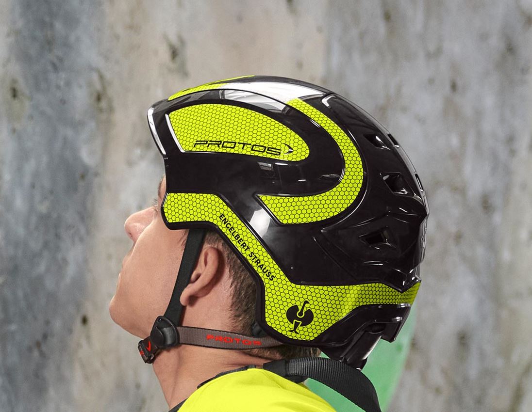 Elmetto protettivo: e.s. casco per scalatore e arrampicatore Protos® + nero/giallo fluo 1