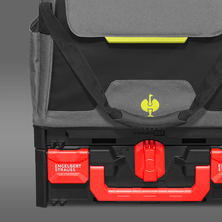 Sistema STRAUSSbox: STRAUSSbox tasca porta attrezzi chiusa + grigio basalto/giallo acido 2