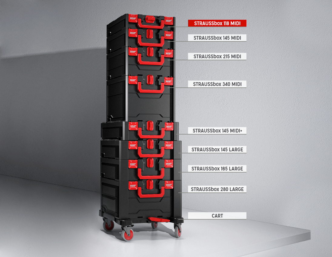 Sistema STRAUSSbox: Set chiavi a tubo lockfix 1/2 n. STRAUSSbox midi 4