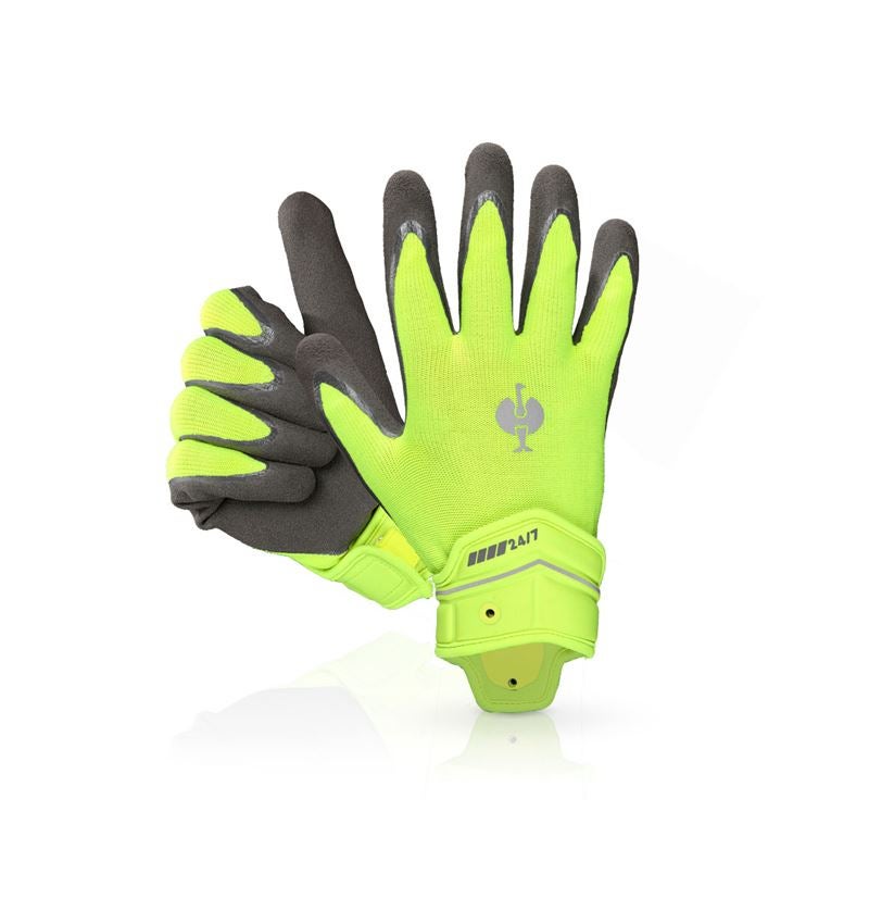 Beschichtet: Hybrid Handschuhe e.s.motion 24/7 + warngelb/anthrazit