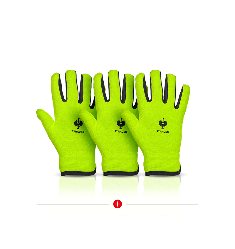 Sicurezza sul lavoro: 3 per 2 e.s. guanti invernali in Fleece Comfort + giallo fluo/nero