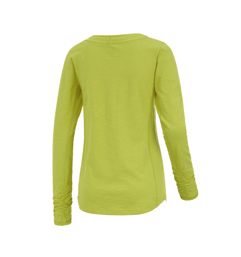 Maglie | Pullover | Bluse: e.s. longsleeve cotton slub, donna + verde maggio 1