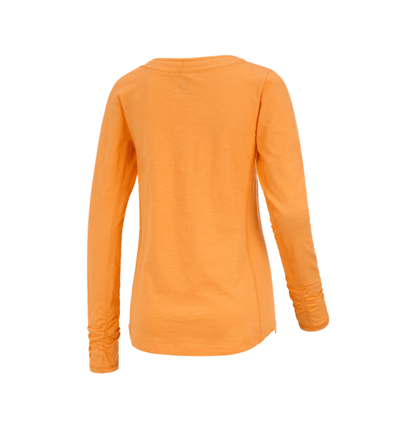 Maglie | Pullover | Bluse: e.s. longsleeve cotton slub, donna + arancio chiaro 1