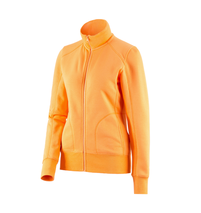 Maglie | Pullover | Bluse: e.s. felpa aperta poly cotton, donna + arancio chiaro