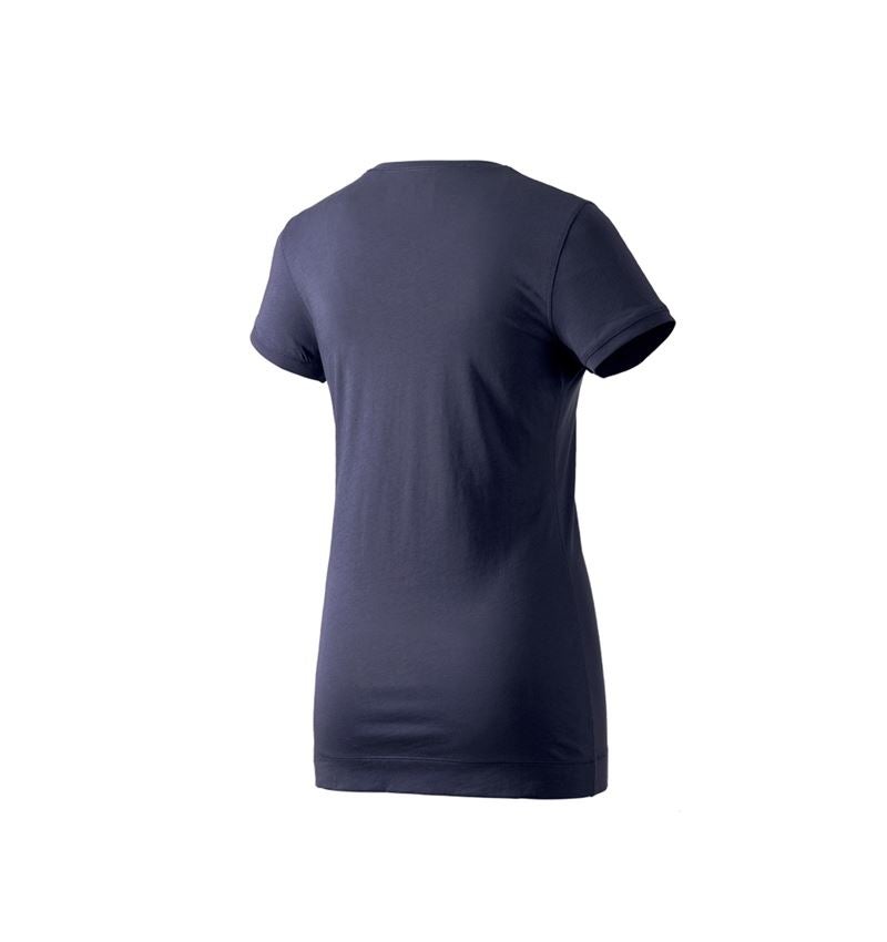 Maglie | Pullover | Bluse: e.s. Long-Shirt cotton, donna + blu scuro 2