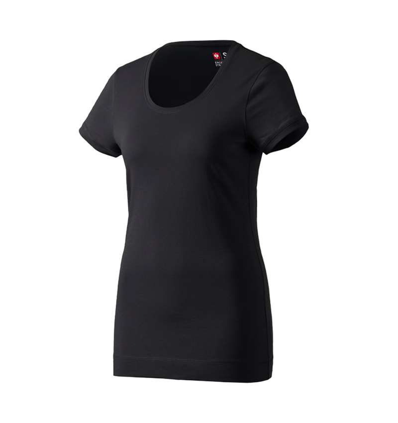 Maglie | Pullover | Bluse: e.s. Long-Shirt cotton, donna + nero 1