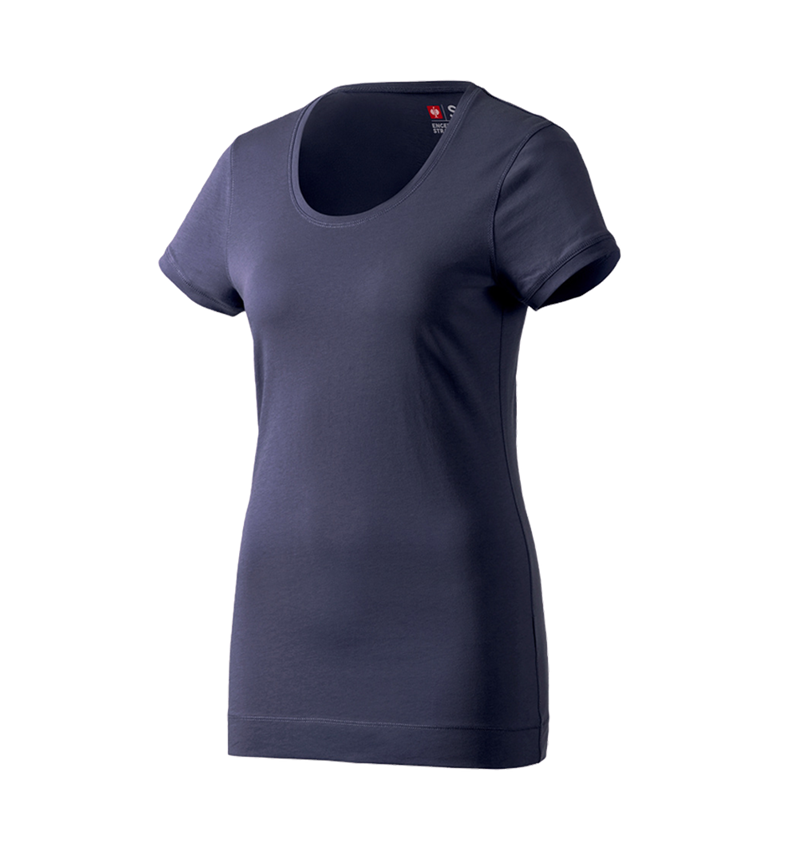 Maglie | Pullover | Bluse: e.s. Long-Shirt cotton, donna + blu scuro 1