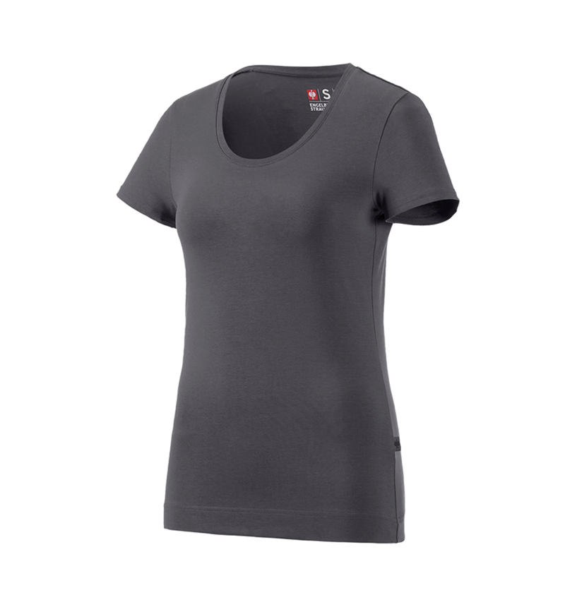 Maglie | Pullover | Bluse: e.s. t-shirt cotton stretch, donna + antracite  3