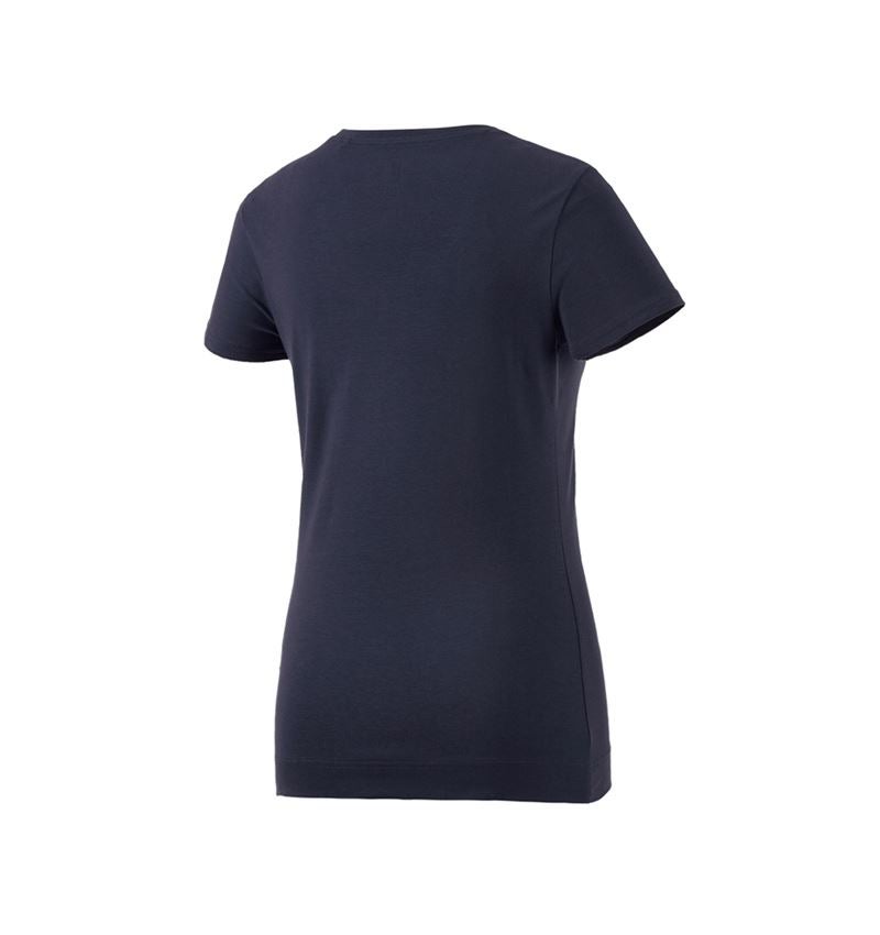 Maglie | Pullover | Bluse: e.s. t-shirt cotton stretch, donna + blu scuro 3