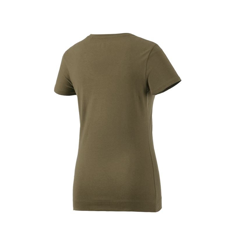 Maglie | Pullover | Bluse: e.s. t-shirt cotton stretch, donna + verde fango 4