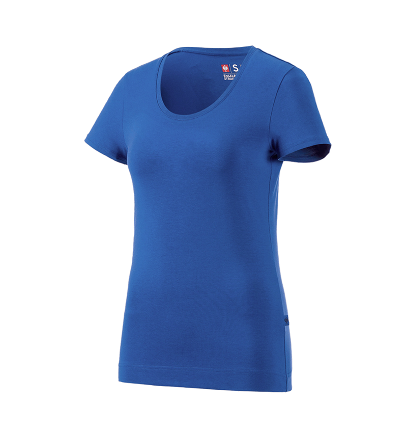 Maglie | Pullover | Bluse: e.s. t-shirt cotton stretch, donna + blu genziana 3