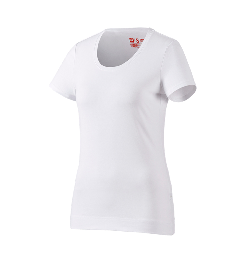 Maglie | Pullover | Bluse: e.s. t-shirt cotton stretch, donna + bianco 2
