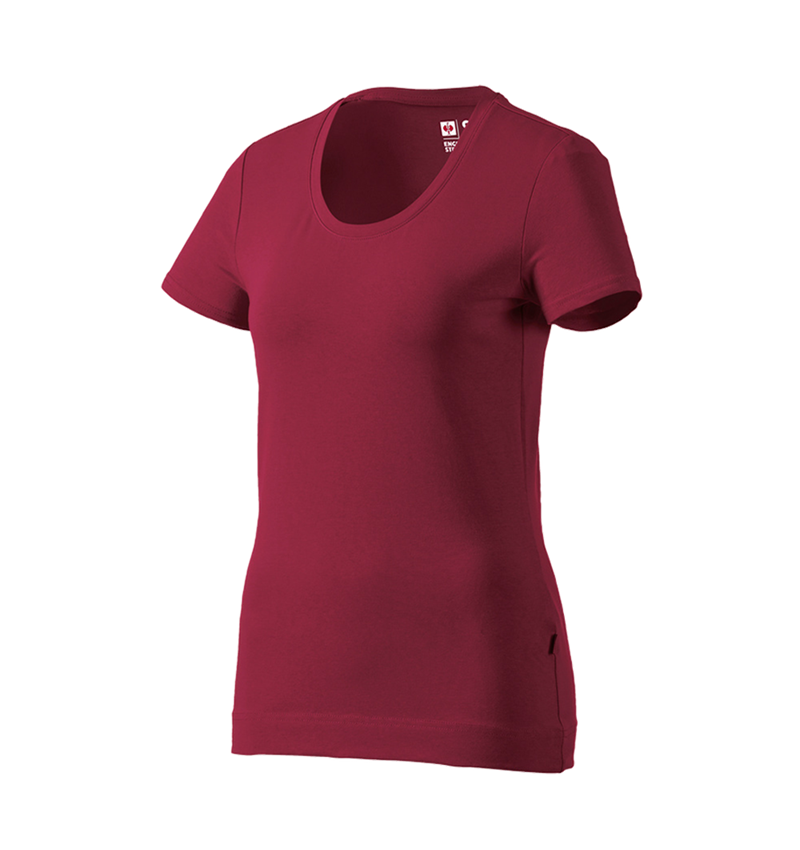 Maglie | Pullover | Bluse: e.s. t-shirt cotton stretch, donna + bordeaux 3