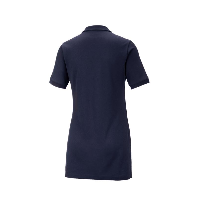 Maglie | Pullover | Bluse: e.s. polo in piqué cotton stretch, donna, long fit + blu scuro 3