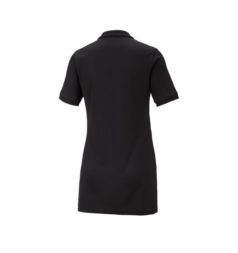 Maglie | Pullover | Bluse: e.s. polo in piqué cotton stretch, donna, long fit + nero 3