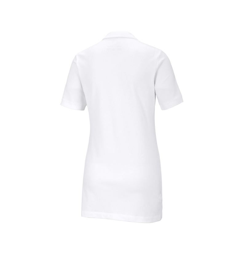 Maglie | Pullover | Bluse: e.s. polo in piqué cotton stretch, donna, long fit + bianco 3