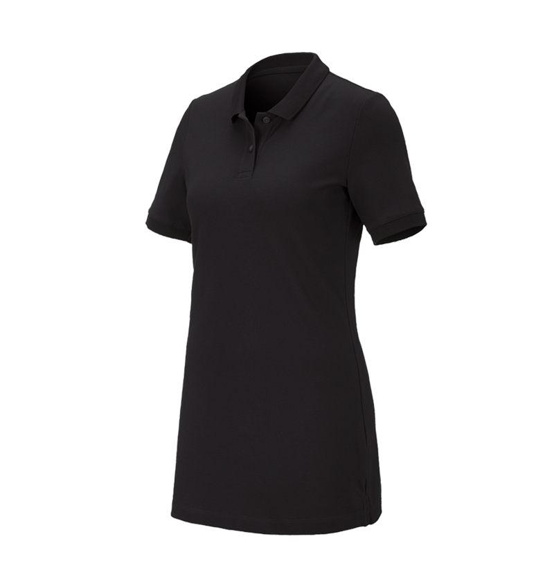 Maglie | Pullover | Bluse: e.s. polo in piqué cotton stretch, donna, long fit + nero 2