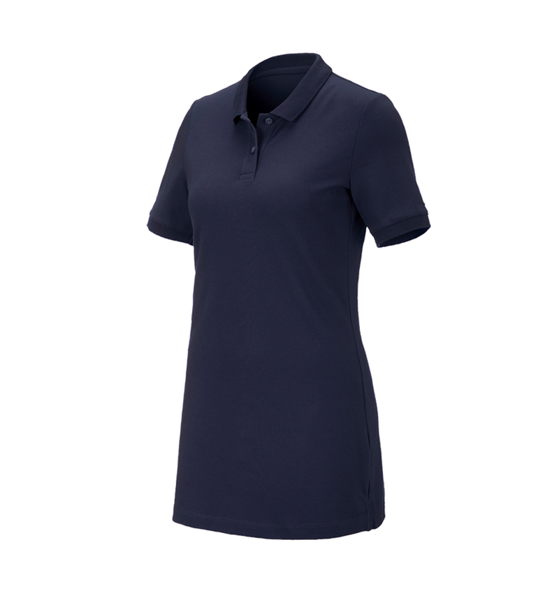 Maglie | Pullover | Bluse: e.s. polo in piqué cotton stretch, donna, long fit + blu scuro 2