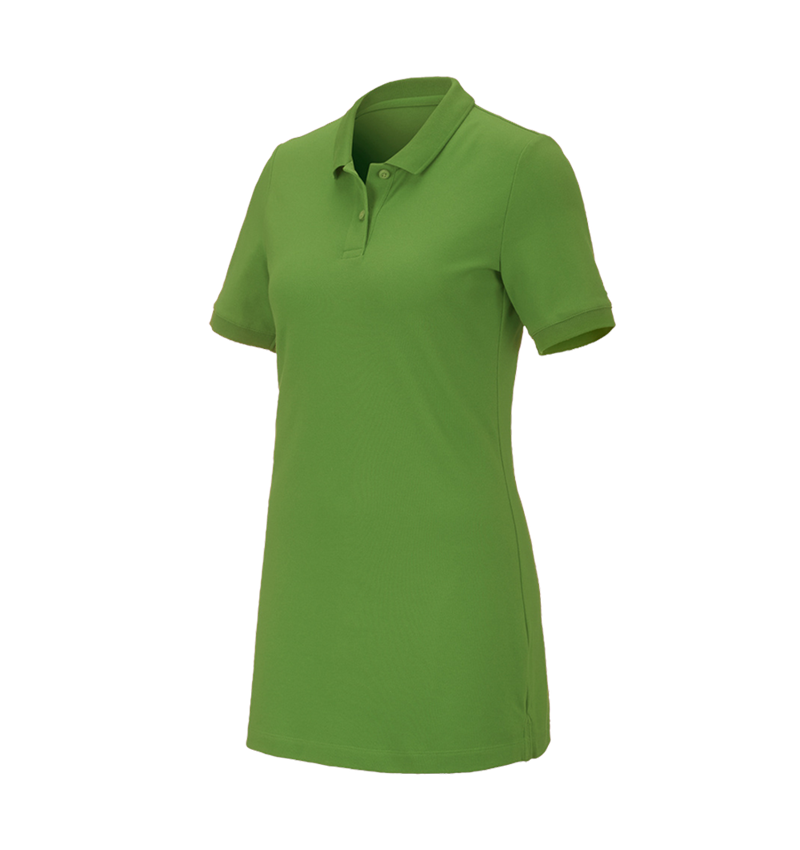 Maglie | Pullover | Bluse: e.s. polo in piqué cotton stretch, donna, long fit + verde mare 2