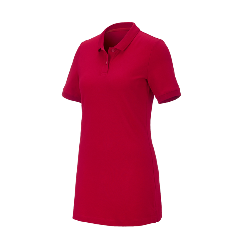Maglie | Pullover | Bluse: e.s. polo in piqué cotton stretch, donna, long fit + rosso fuoco 2
