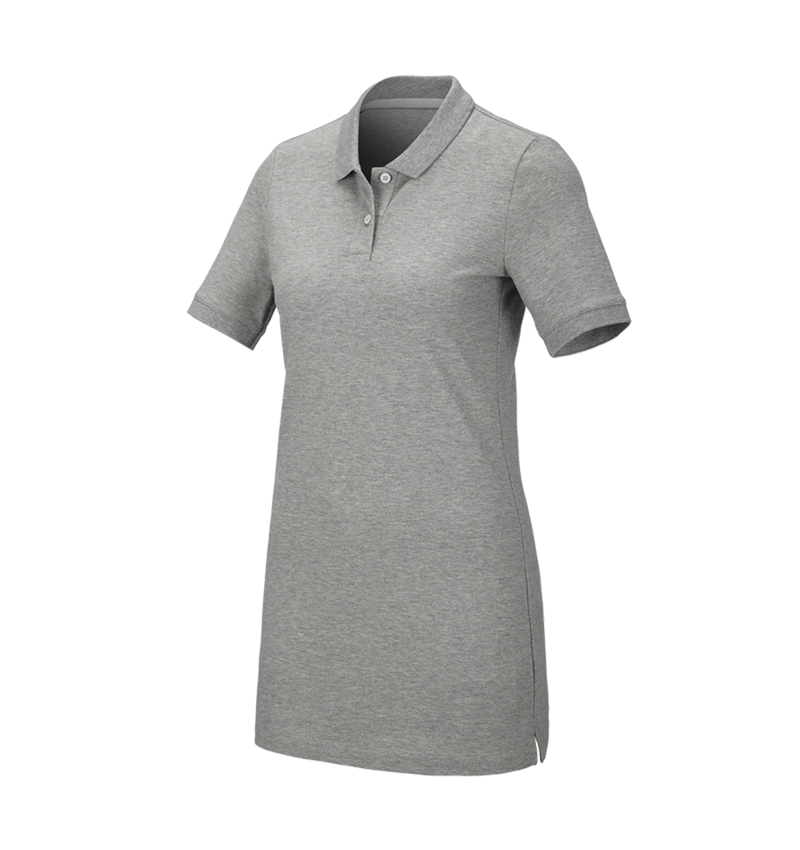 Maglie | Pullover | Bluse: e.s. polo in piqué cotton stretch, donna, long fit + grigio sfumato 2