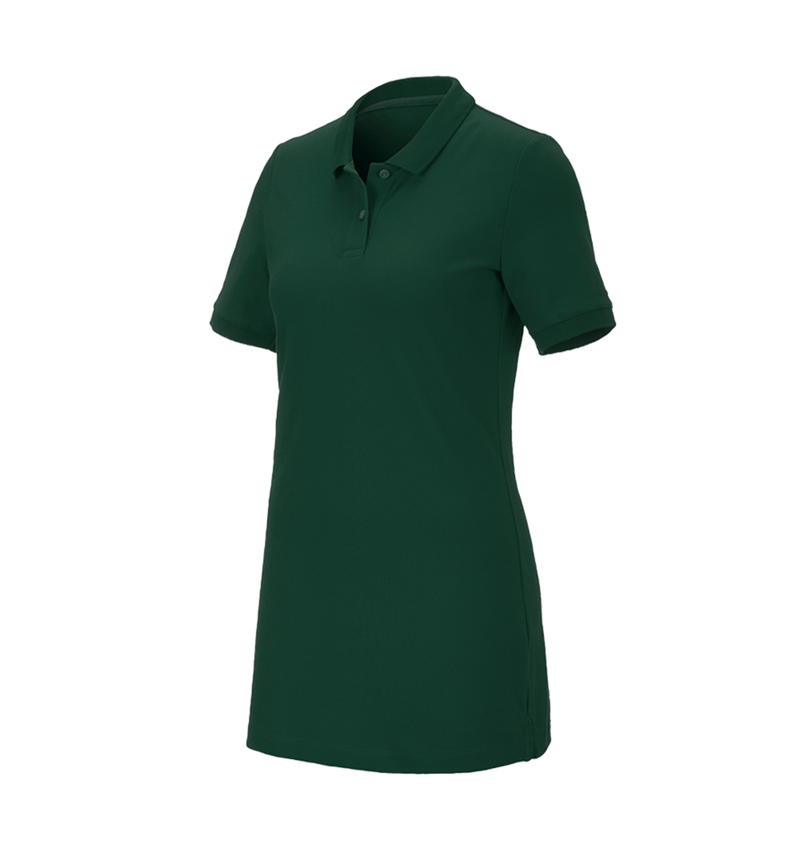 Maglie | Pullover | Bluse: e.s. polo in piqué cotton stretch, donna, long fit + verde 2