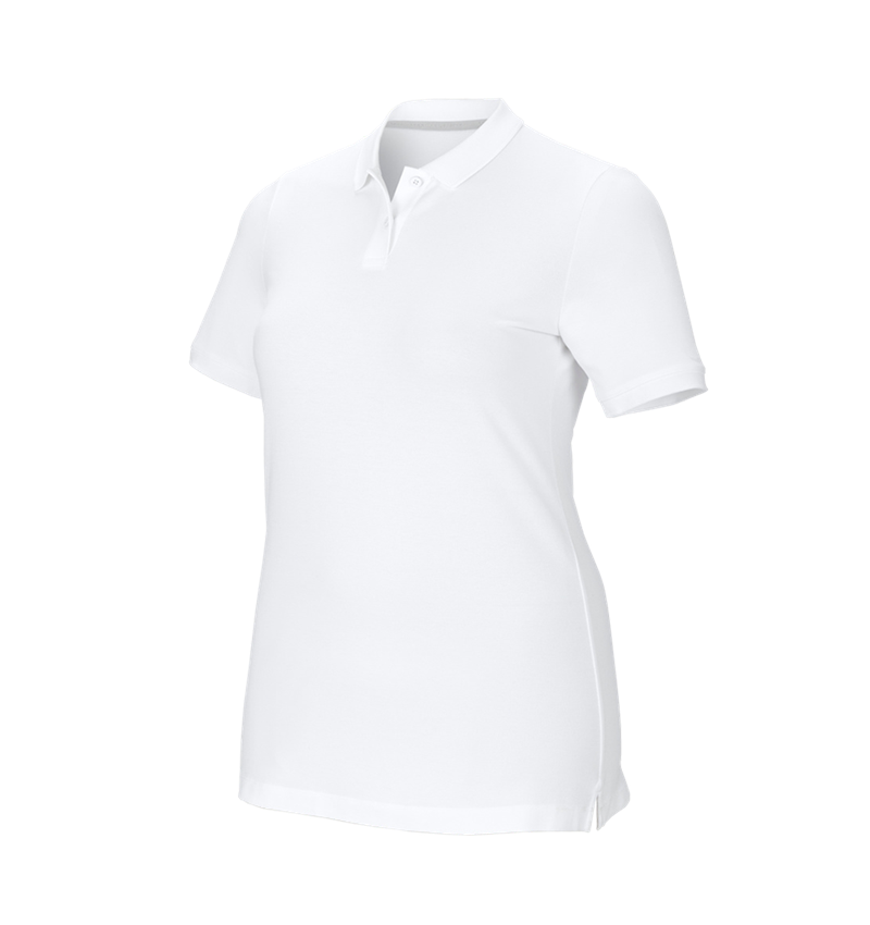 Maglie | Pullover | Bluse: e.s. polo in piqué cotton stretch, donna, plus fit + bianco 2