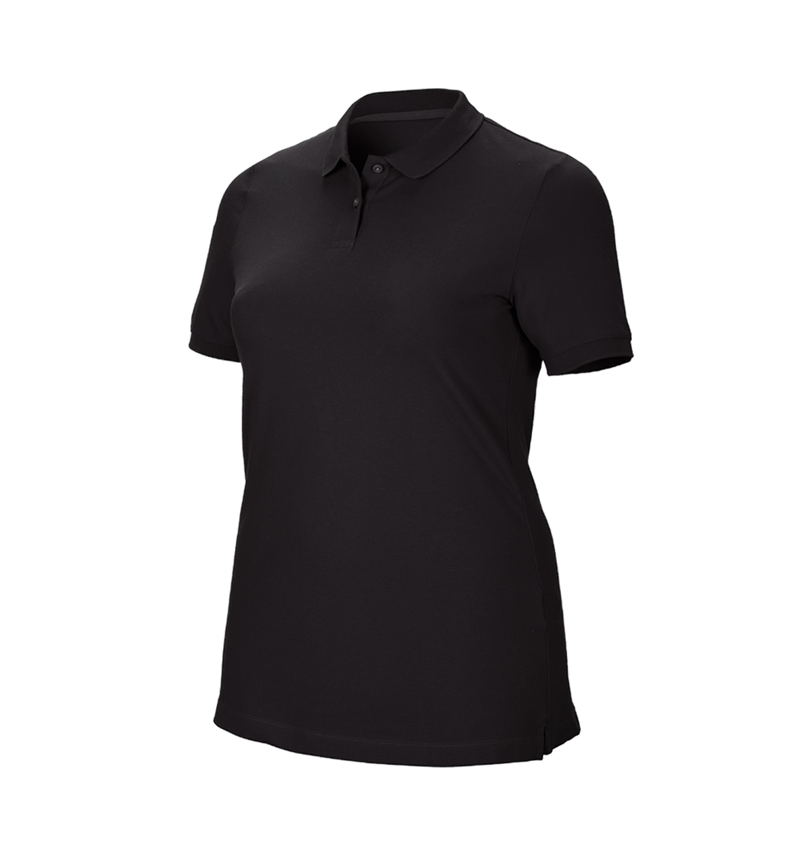 Maglie | Pullover | Bluse: e.s. polo in piqué cotton stretch, donna, plus fit + nero 2