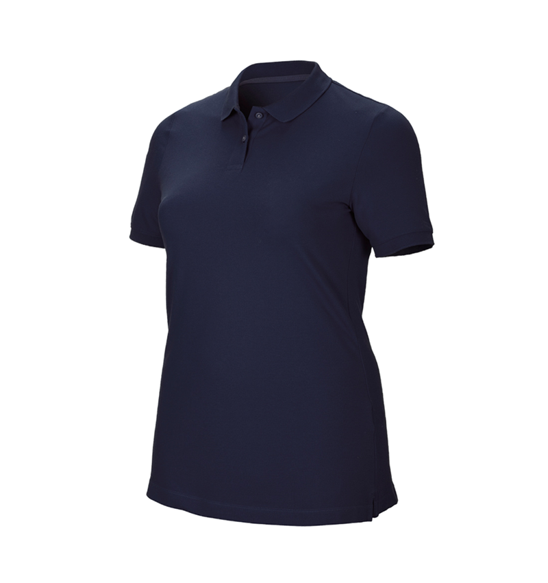 Maglie | Pullover | Bluse: e.s. polo in piqué cotton stretch, donna, plus fit + blu scuro 2