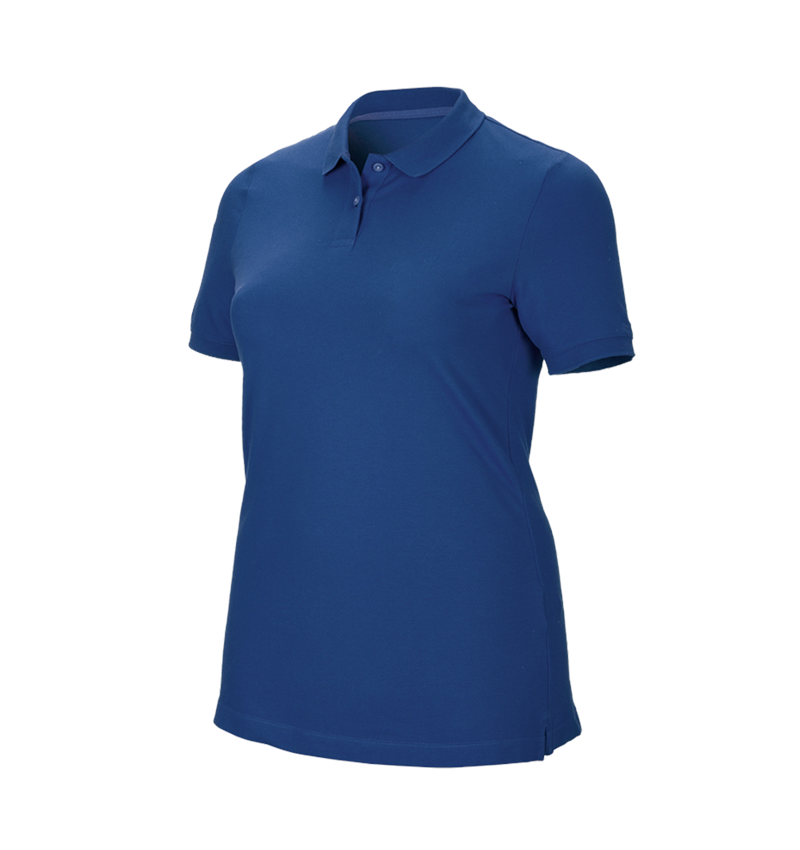 Maglie | Pullover | Bluse: e.s. polo in piqué cotton stretch, donna, plus fit + blu alcalino 2