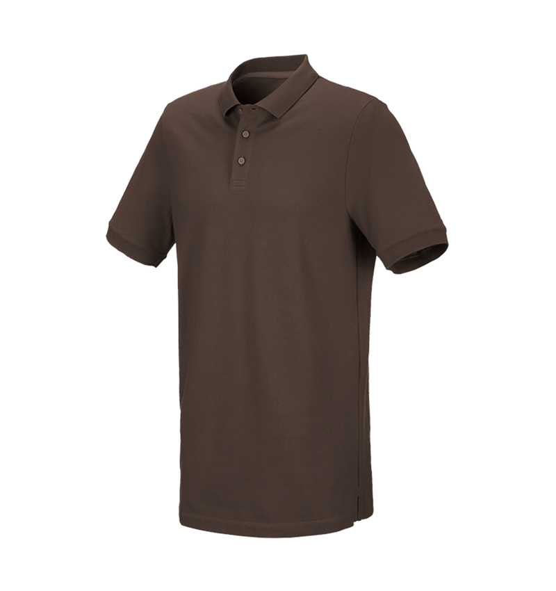 Maglie | Pullover | Camicie: e.s. polo in piqué cotton stretch, long fit + castagna 2