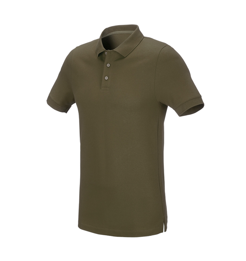 Maglie | Pullover | Camicie: e.s. polo in piqué cotton stretch, slim fit + verde fango 2