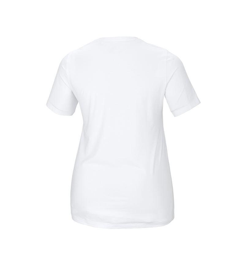 Maglie | Pullover | Bluse: e.s. t-shirt cotton stretch, donna, plus fit + bianco 3