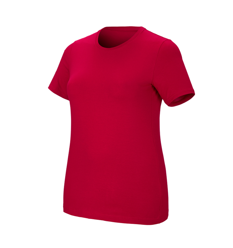 Maglie | Pullover | Bluse: e.s. t-shirt cotton stretch, donna, plus fit + rosso fuoco 2