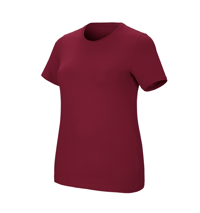 Maglie | Pullover | Bluse: e.s. t-shirt cotton stretch, donna, plus fit + bordeaux 2