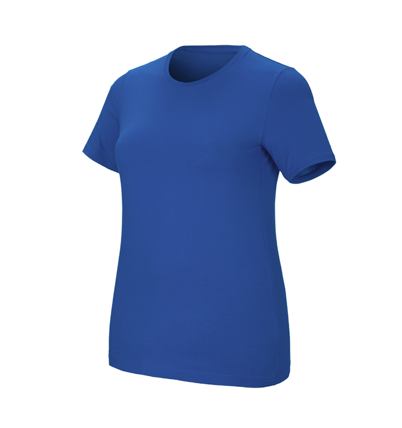 Maglie | Pullover | Bluse: e.s. t-shirt cotton stretch, donna, plus fit + blu genziana 2