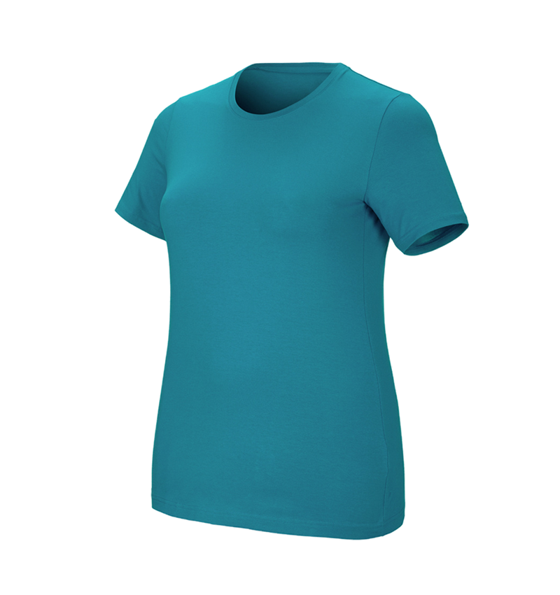 Maglie | Pullover | Bluse: e.s. t-shirt cotton stretch, donna, plus fit + oceano 2