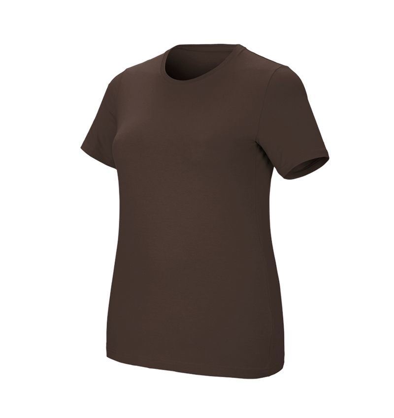 Temi: e.s. t-shirt cotton stretch, donna, plus fit + castagna 2