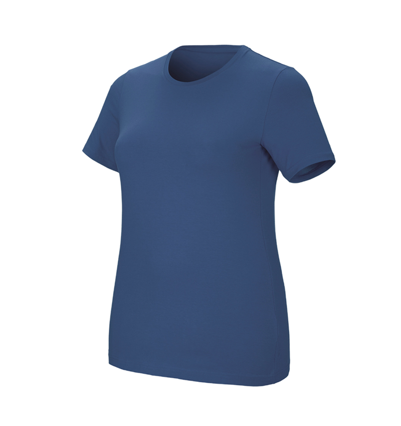 Maglie | Pullover | Bluse: e.s. t-shirt cotton stretch, donna, plus fit + cobalto 2