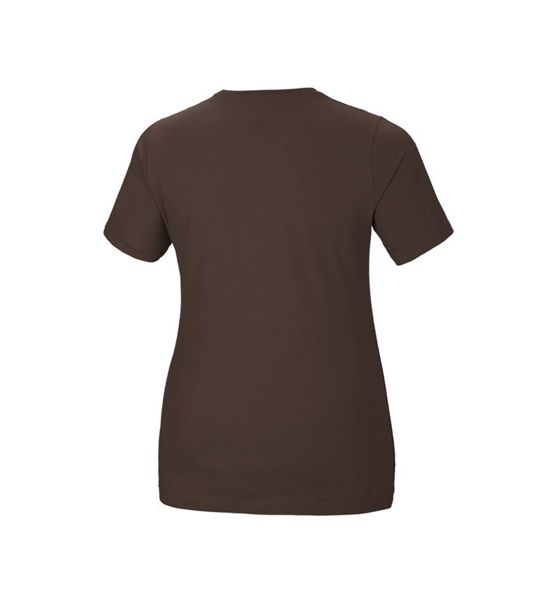 Maglie | Pullover | Bluse: e.s. t-shirt cotton stretch, donna, plus fit + castagna 3