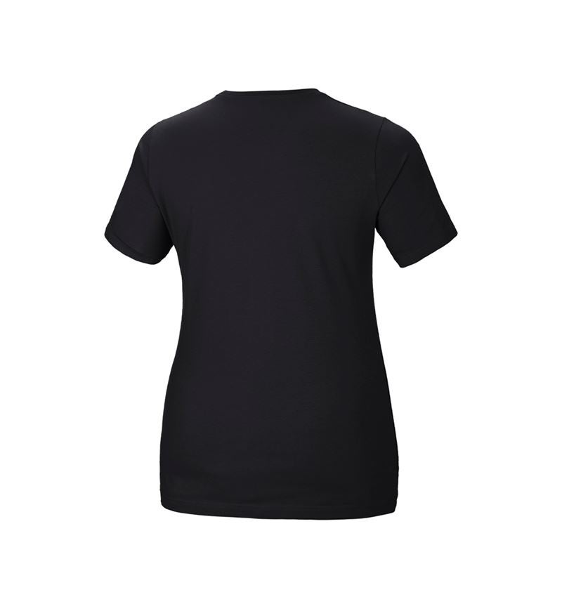 Maglie | Pullover | Bluse: e.s. t-shirt cotton stretch, donna, plus fit + nero 3