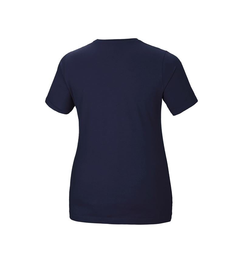 Maglie | Pullover | Bluse: e.s. t-shirt cotton stretch, donna, plus fit + blu scuro 3