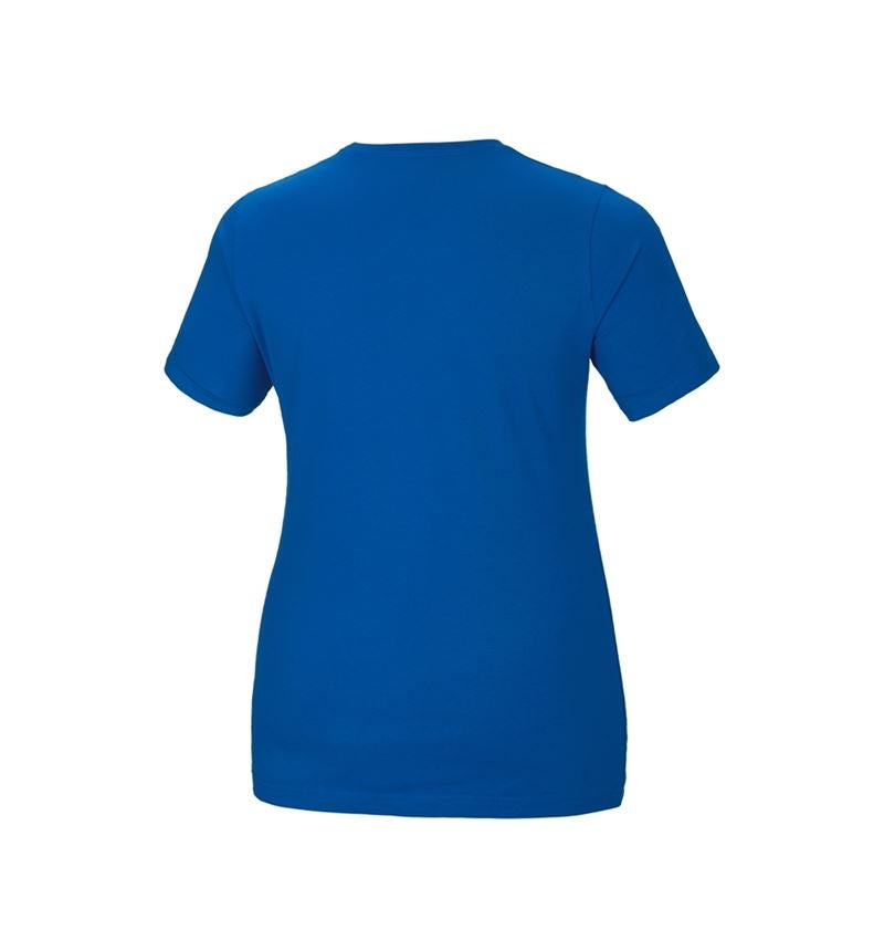 Maglie | Pullover | Bluse: e.s. t-shirt cotton stretch, donna, plus fit + blu genziana 3