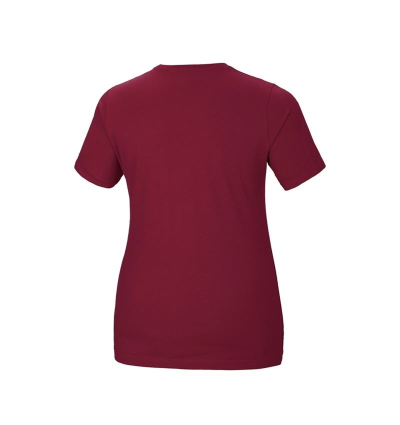 Maglie | Pullover | Bluse: e.s. t-shirt cotton stretch, donna, plus fit + bordeaux 3